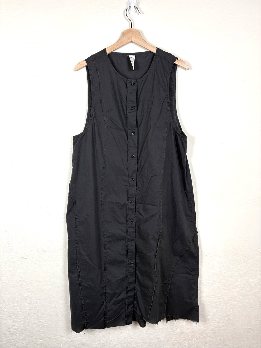 Rare/Self Womens Size 4 Black Cotton Shirt Dress Oversized Breathable Lagenlook